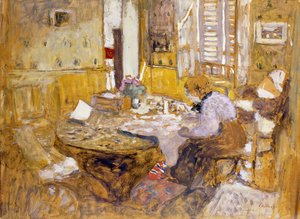 Madame Vuillard liest im Speisezimmer, rue Truffant von Edouard Vuillard