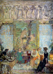 Die Bibliothek. Im Vordergrund Marguerite Caetani, Prinzessin von Bassiano von Edouard Vuillard