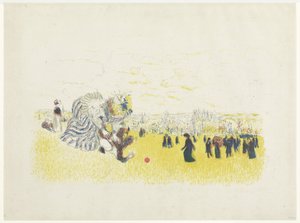 Frau und spielendes Kind im Park mit Spaziergängern von Edouard Vuillard