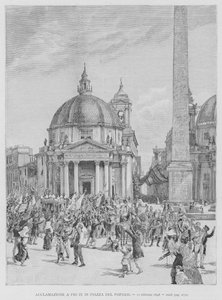 Akklamation an Pius IX. auf der Piazza del Popolo von Edouardo Matania