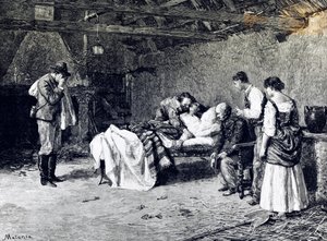 Tod von Anita Garibaldi auf dem Bauernhof des Marquis Guiccioli (Illustration)