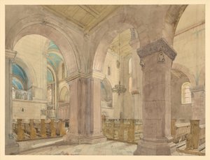 Inneres der Stiftskirche St. Peter auf dem Petersberg bei Halle an der Saale von Eduard Gaertner