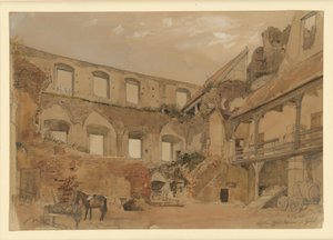 Schlossruine in Gollub, Hofansicht von Eduard Gaertner