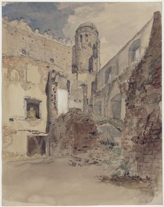 Schlossruine in Gollub, Hofansicht mit Turm von Eduard Gaertner