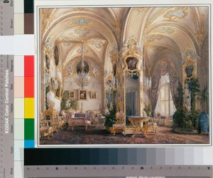 Interieurs des Winterpalastes: Der Salon im Rokokostil mit Putten