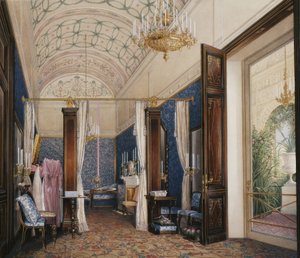 Interieurs des Winterpalastes. Das Ankleidezimmer der Kaiserin Alexandra Fjodorowna, 1871