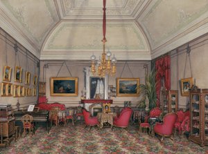 Interieurs des Winterpalastes. Das fünfte reservierte Apartment. Das Wohnzimmer der Großprinzessin Maria Alexandrowna, 1874 von Eduard Hau