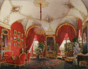 Innenräume des Winterpalastes. Das vierte reservierte Apartment. Das Eckzimmer, Mitte des 19. Jahrhunderts