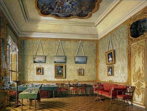 Das Arbeits- oder kleine Arbeitszimmer von Kaiser Alexander I im Großen Palast in Zarskoje Selo, 1875