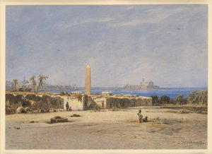 Der Obelisk von Kleopatra im Hafen von Alexandria von Eduard Hildebrandt