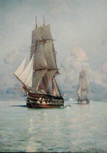 Ein Geschwader Segelschiffe kommt vor Anker