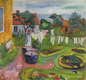 Kleidung auf einer Leine in Asgardstrand, 1902