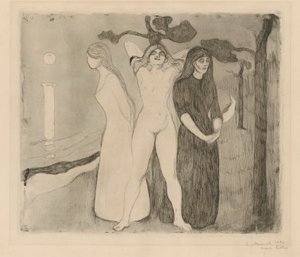 Das Weib II (Sphinx; die Frau in drei Stadien) von Edvard Munch