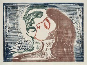 Kopf bei Kopf (Mann und Weib sich küssend) von Edvard Munch