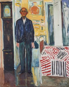 Selbstporträt, Zwischen der Uhr und dem Bett von Edvard Munch