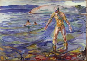 Der Badende Gemälde von Edvard Munch (1863-1944) 1918. von Edvard Munch