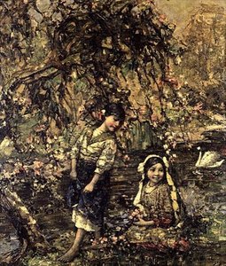 Der Schwanenteich von Edward Atkinson Hornel