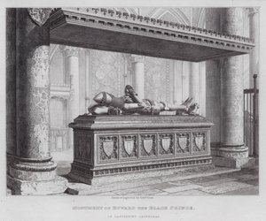 Monument von Edward dem Schwarzen Prinzen, in der Kathedrale von Canterbury (Gravur)