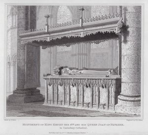 Denkmal von König Heinrich IV. und seiner Königin Johanna von Navarra in der Kathedrale von Canterbury (Gravur)