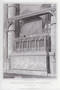 Denkmal von Philippa, der Königin von König Edward III., in der Westminster Abbey (Gravur) von Edward Blore