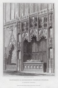 Denkmäler der Erzbischöfe Peckham und Warham in der Kathedrale von Canterbury (Gravur)