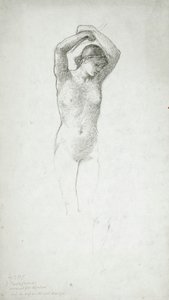 Stehender weiblicher Akt mit erhobenen Armen von Edward Burne-Jones