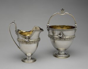 Sahnekrug und Zuckerbehälter, ca. 1865-1869 (Silber und Silber vergoldet) von Edward Chandler Moore