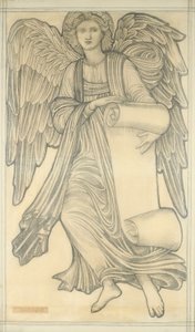 Engel mit Schriftrolle - Figur Nummer neun, 1880 von Edward Burne Jones