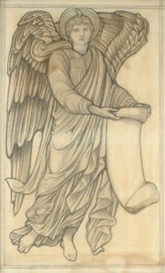 Engel mit Schriftrolle - Figur Nummer sechs, 1880 von Edward Burne Jones