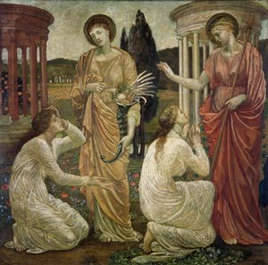 Cupid und Psyche - Palace Green Wandgemälde - Psyche an den Schreinen von Juno und Ceres, 1881