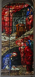 Die Geburt Christi und die Verkündigung an die Hirten, 1885-1897 (Buntglas) von Edward Burne Jones