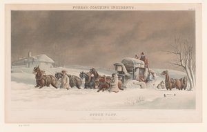 Kutsche im Schnee stecken geblieben