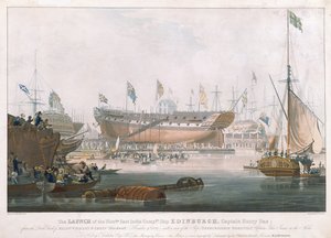 Stapellauf der Edinburgh in Blackwall, 9. November 1825 von Edward Duncan