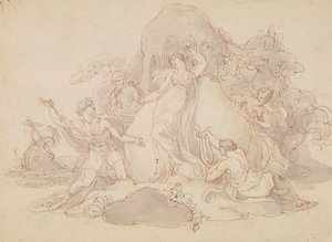 Telemach und Mentor landen auf der Insel Kalypso von Edward Francis Burney