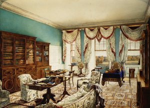 Die Bibliothek, Binfield, Berkshire, mit Blick über den Park von Edward Hassell