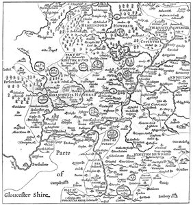 Eine Karte von Stratford-upon-Avon und seiner Umgebung, 1610