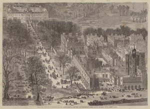 Vogelperspektive auf Buckingham und St. James Paläste, zeigt die Prozession von Edward Hull