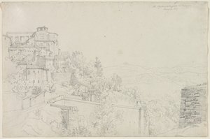 Heiliger Agostino von Bulagajo, Perugia San Agostino dalla parte del Bulagajo, Perugia, 1829 von Edward Jakob von Steinle