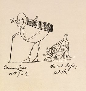 Edward Lear im Alter von 73 und ein halbes Jahr und seine Katze Foss, im Alter von 16 von Edward Lear