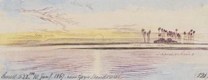 Nahe Gezir Shendowiel; Sonnenuntergang, 17:22 Uhr, 10. Jan. 1867 von Edward Lear