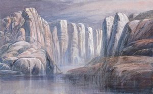 Flusspass, zwischen kargen Felsklippen von Edward Lear