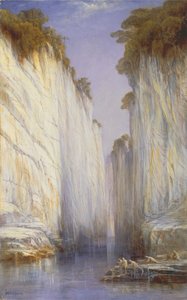 Die Marmorfelsen - Nerbudda Jubbolpore, 1882 von Edward Lear