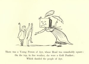 Es war eine junge Person aus Ayr, deren Kopf bemerkenswert quadratisch war von Edward Lear