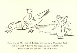 Es war ein alter Mann aus Boulak, der auf dem Rücken eines Krokodils saß von Edward Lear