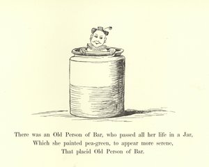 Es war eine alte Person von Bar, die ihr ganzes Leben in einem Krug verbrachte von Edward Lear