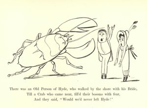 Es war eine alte Person aus Hyde, die am Ufer mit ihrer Braut spazieren ging von Edward Lear