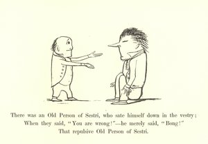 Es war eine alte Person aus Sestri, die sich in die Sakristei setzte von Edward Lear