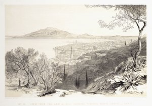 Blick vom Schlossberg in Richtung Monte Skopo, Zante, 1863 von Edward Lear