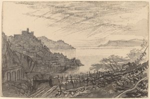 Blick auf eine Bucht von einem Hügel (Amalfi) von Edward Lear