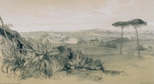 Ansichten von Rom und seiner Umgebung: Rom von einer Villa oberhalb der Porta Portese von Edward Lear